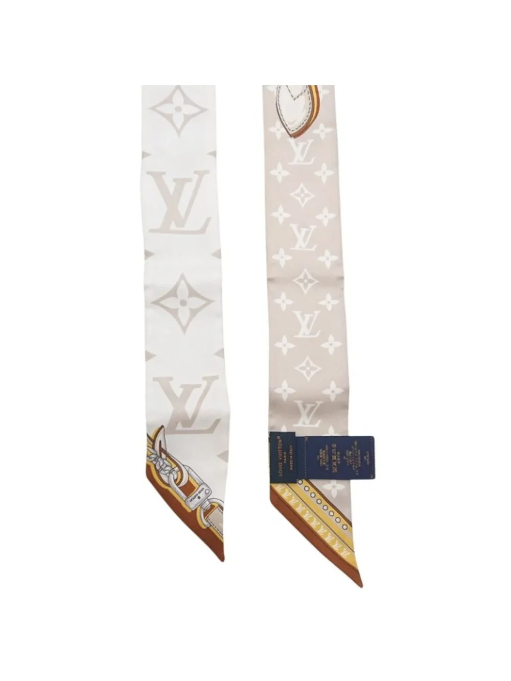 Louis Vuitton Bandeau BB Ultimate for Beige White Silk Gift Scarf